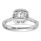 14k 1/2 carat Lab Grown Diamond VS/SI+ G+ 1 1/2 carat Cushion Center Semi Mount Halo Engagement Ring