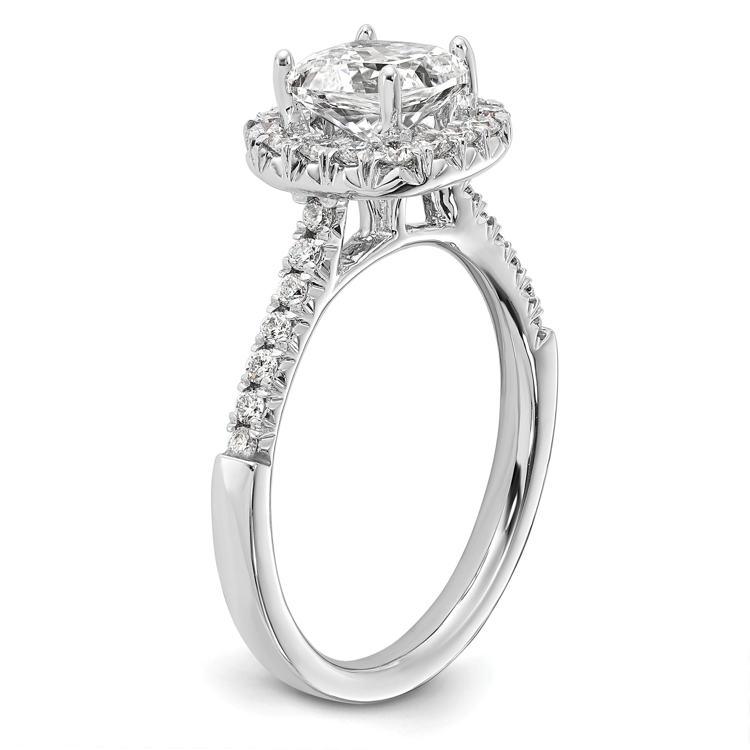 14k 1/2 carat Lab Grown Diamond VS/SI+ G+ 1 1/2 carat Cushion Center Semi Mount Halo Engagement Ring