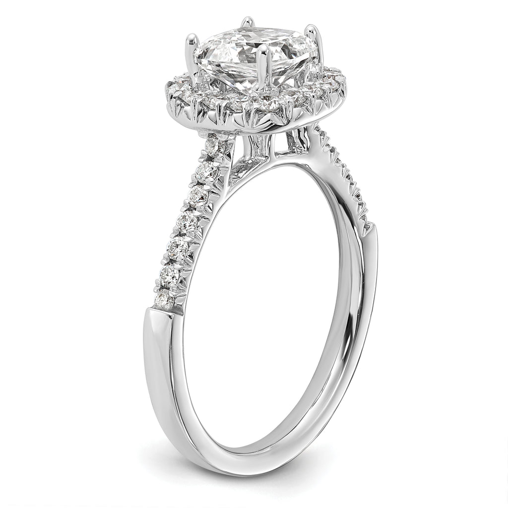 14k 1/2 carat Lab Grown Diamond VS/SI+ G+ 1 1/2 carat Cushion Center Semi Mount Halo Engagement Ring