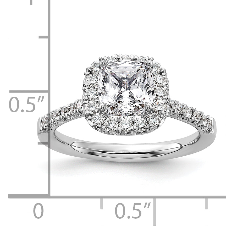 14k 1/2 carat Lab Grown Diamond VS/SI+ G+ 1 1/2 carat Cushion Center Semi Mount Halo Engagement Ring