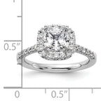 14k 1/2 carat Lab Grown Diamond VS/SI+ G+ 1 1/2 carat Cushion Center Semi Mount Halo Engagement Ring