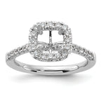 14k 1/2 carat Lab Grown Diamond VS/SI+ G+ 1 1/2 carat Cushion Center Semi Mount Halo Engagement Ring
