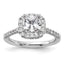 14k 1/2 carat Lab Grown Diamond VS/SI+ G+ 1 1/2 carat Cushion Center Semi Mount Halo Engagement Ring