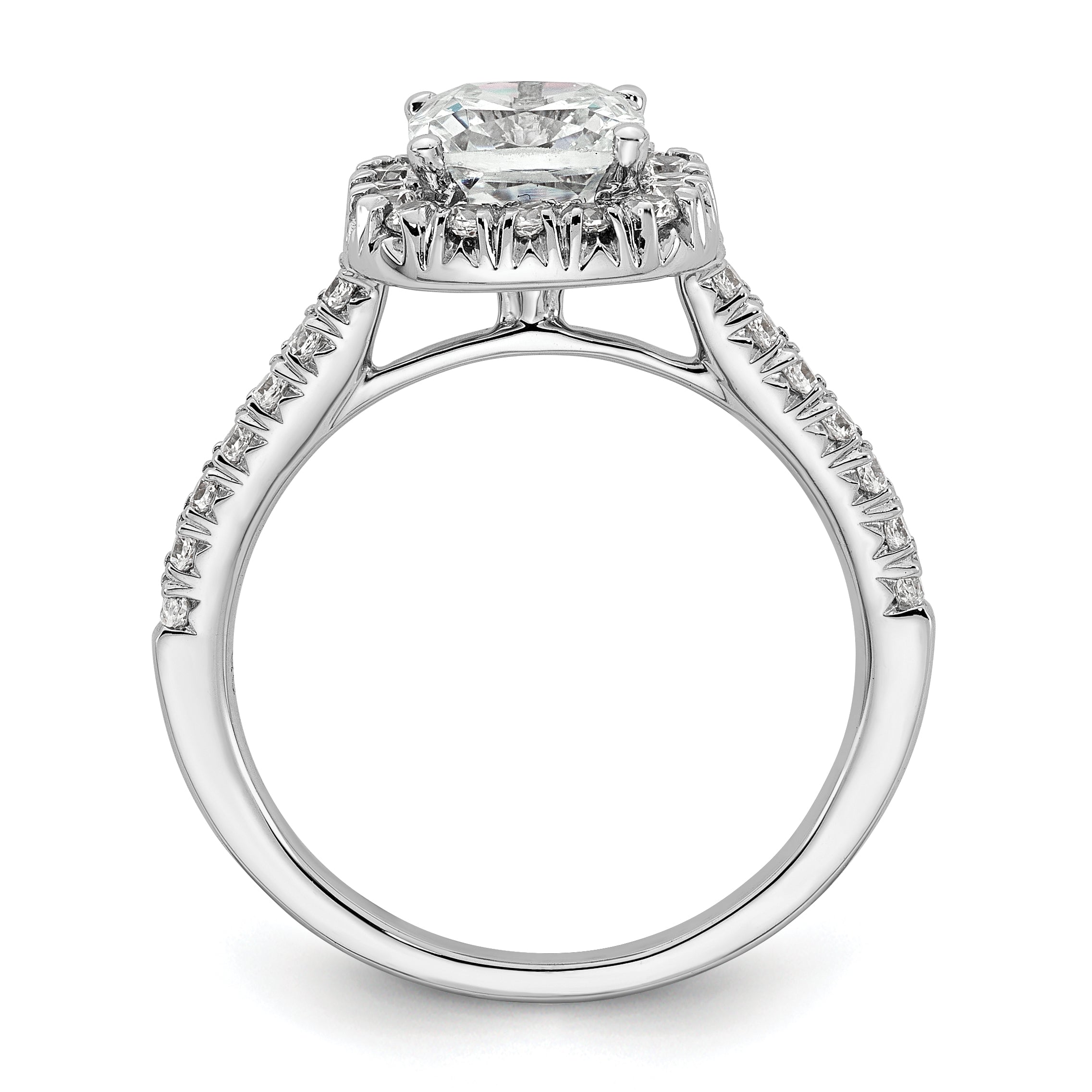 14k 1/2 carat Lab Grown Diamond VS/SI+ G+ 2 carat Cushion Center Semi Mount Halo Engagement Ring Secondary image
