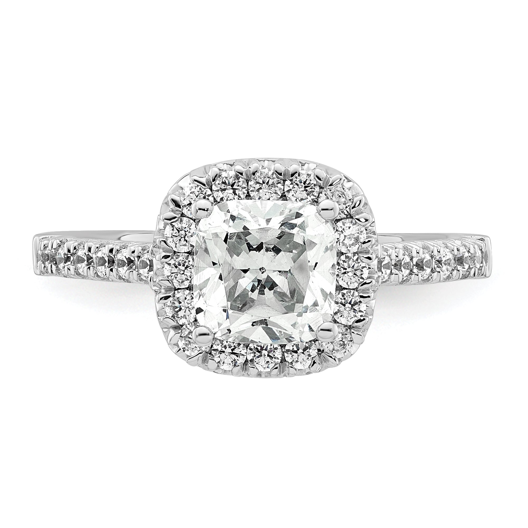 14k 1/2 carat Lab Grown Diamond VS/SI+ G+ 2 carat Cushion Center Semi Mount Halo Engagement Ring