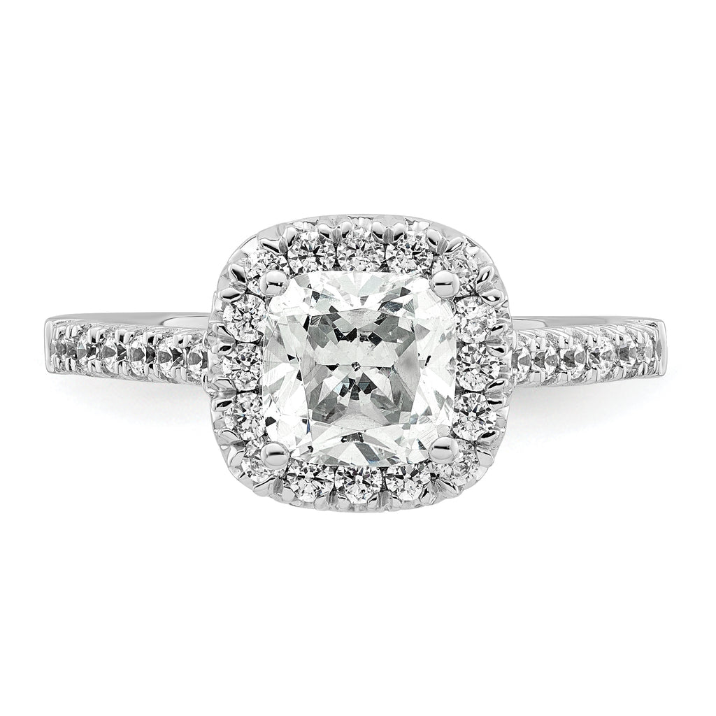 14k 1/2 carat Lab Grown Diamond VS/SI+ G+ 2 carat Cushion Center Semi Mount Halo Engagement Ring