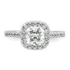14k 1/2 carat Lab Grown Diamond VS/SI+ G+ 2 carat Cushion Center Semi Mount Halo Engagement Ring