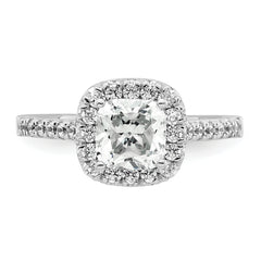 14k 1/2 carat Lab Grown Diamond VS/SI+ G+ 2 carat Cushion Center Semi Mount Halo Engagement Ring