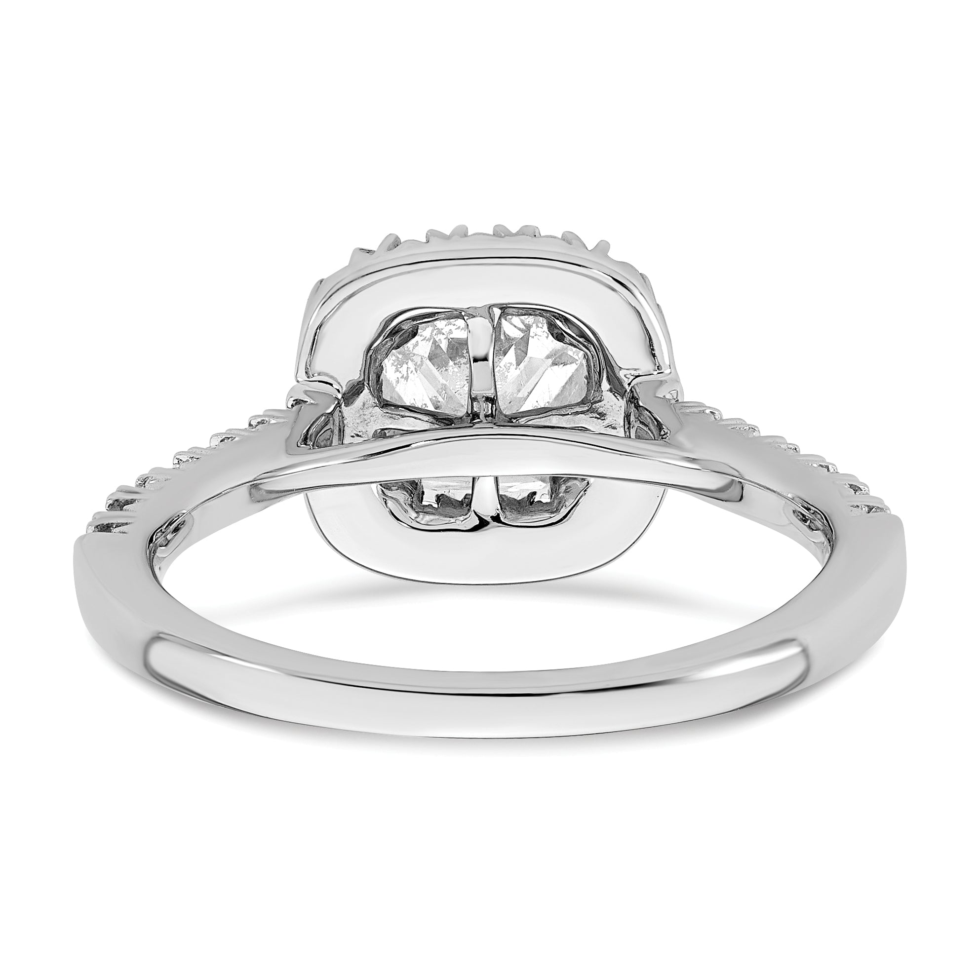 14k 1/2 carat Lab Grown Diamond VS/SI+ G+ 2 carat Cushion Center Semi Mount Halo Engagement Ring
