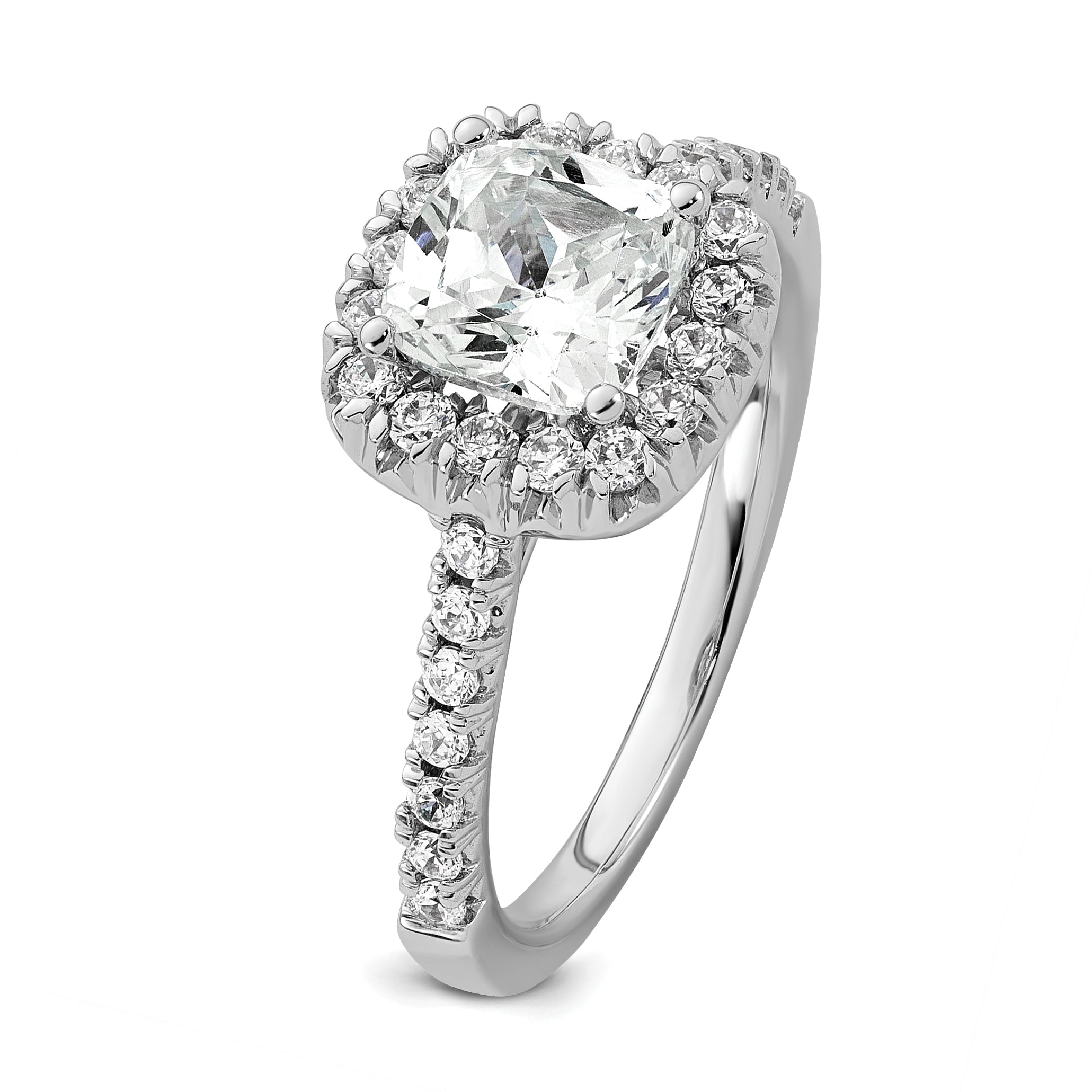14k 1/2 carat Lab Grown Diamond VS/SI+ G+ 2 carat Cushion Center Semi Mount Halo Engagement Ring