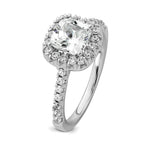 14k 1/2 carat Lab Grown Diamond VS/SI+ G+ 2 carat Cushion Center Semi Mount Halo Engagement Ring