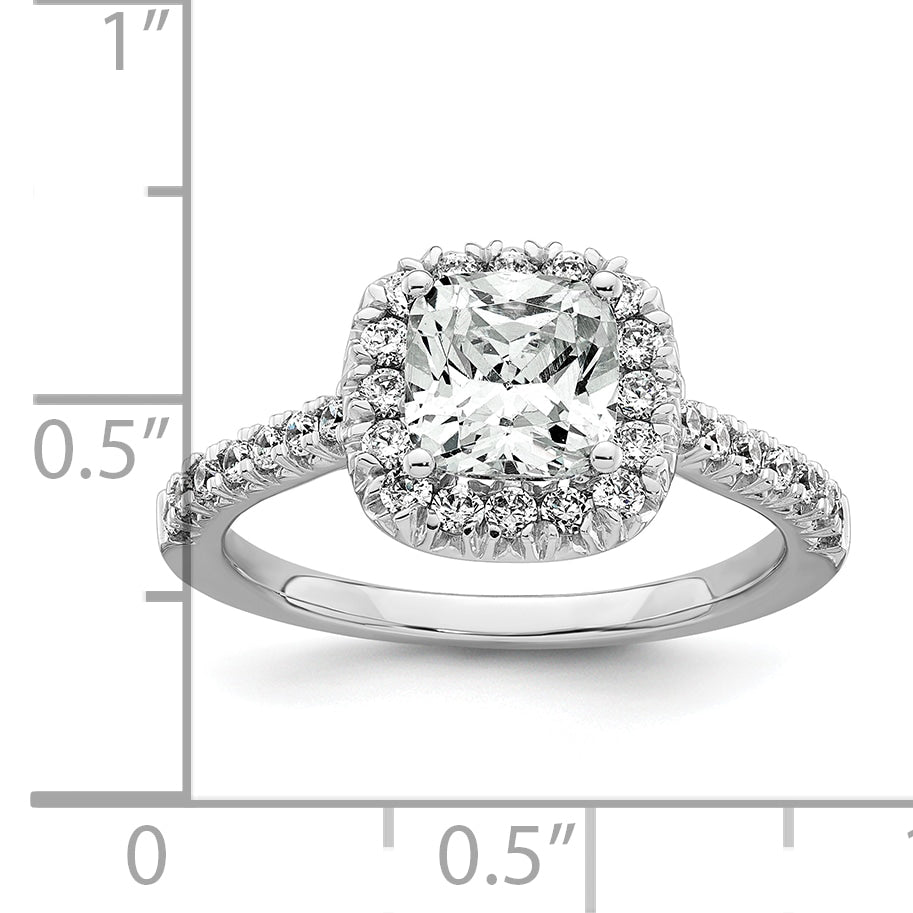 14k 1/2 carat Lab Grown Diamond VS/SI+ G+ 2 carat Cushion Center Semi Mount Halo Engagement Ring