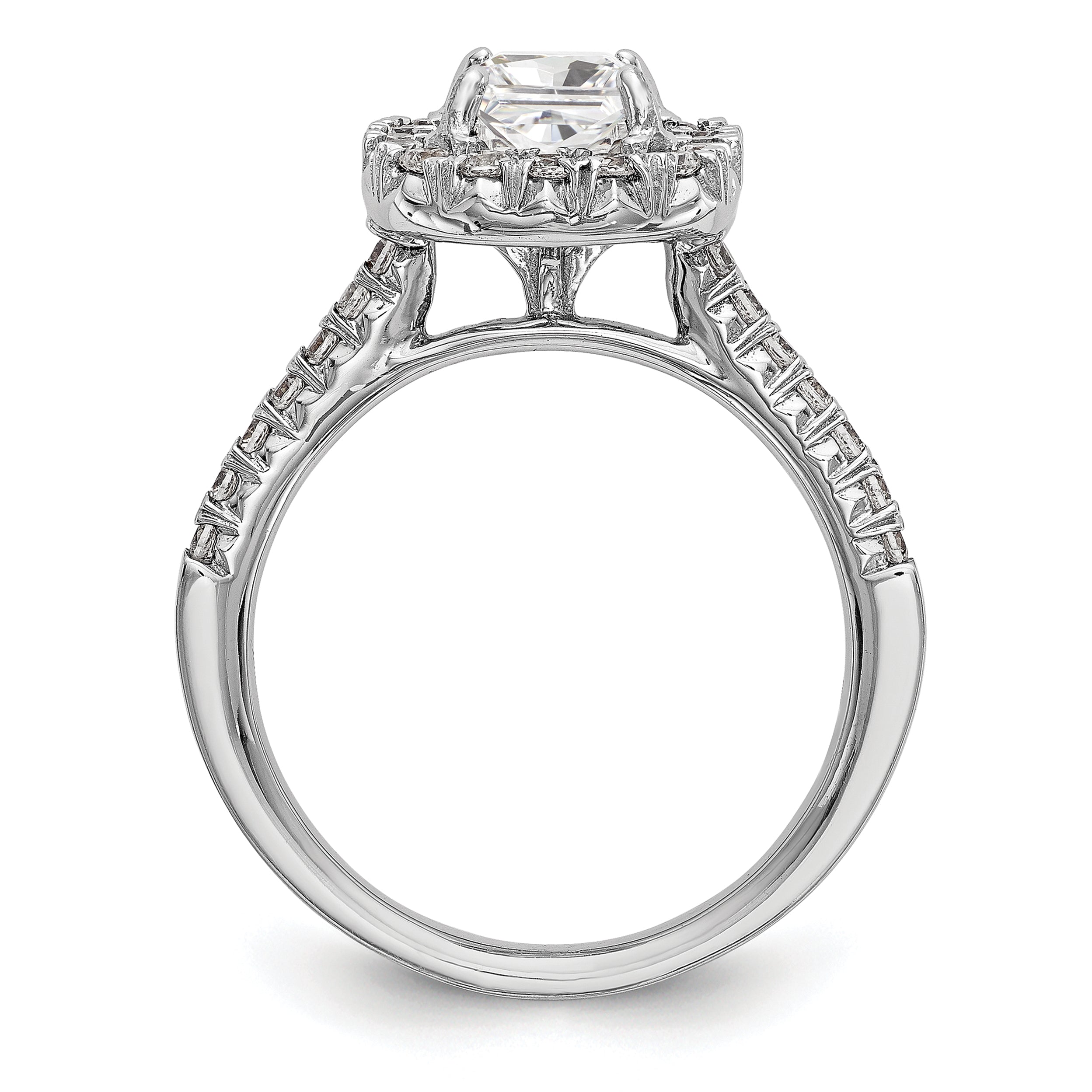 14k White Gold 1/2 carat Lab Grown Diamond VS/SI+ G+ 1 carat Center Ascher Semi Mount Halo Engagement Ring