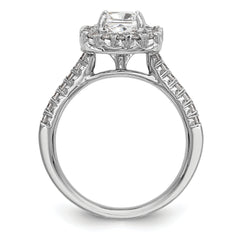 14k White Gold 1/2 carat Lab Grown Diamond VS/SI+ G+ 1 carat Center Ascher Semi Mount Halo Engagement Ring