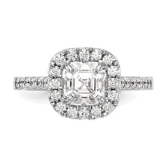 14k White Gold 1/2 carat Lab Grown Diamond VS/SI+ G+ 1 carat Center Ascher Semi Mount Halo Engagement Ring