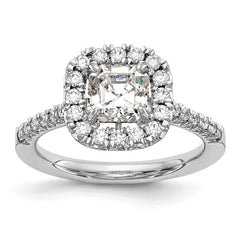 14k White Gold 1/2 carat Lab Grown Diamond VS/SI+ G+ 1 carat Center Ascher Semi Mount Halo Engagement Ring
