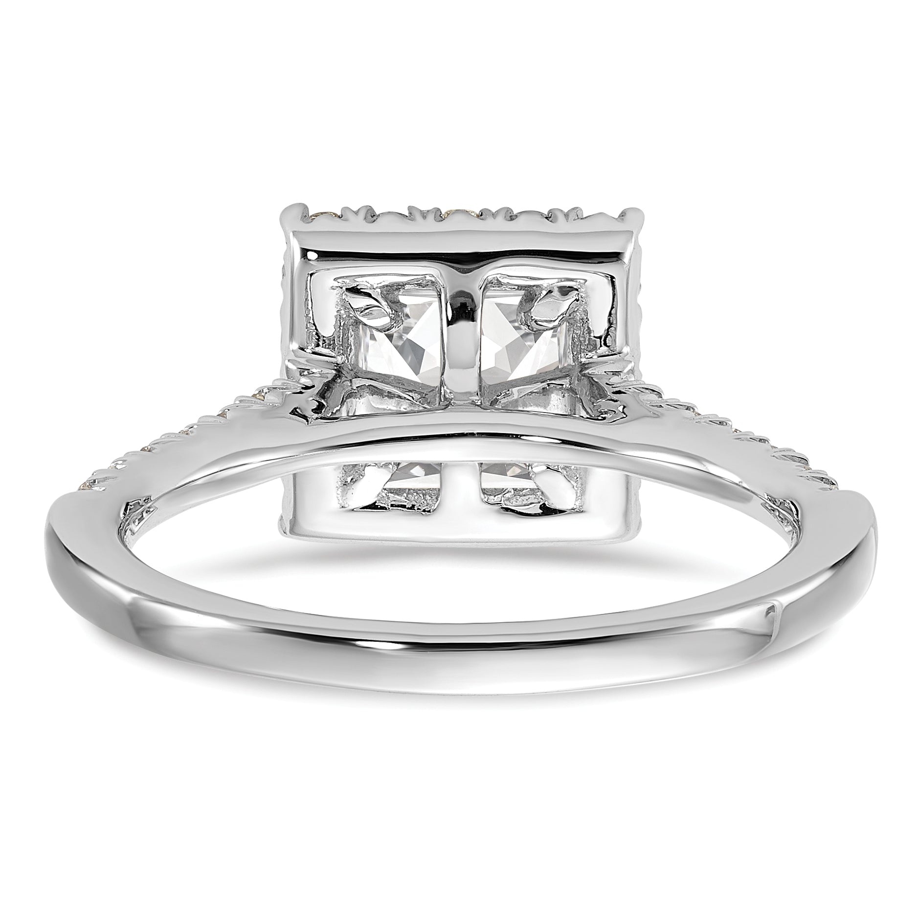 14k White Gold 1/2 carat Lab Grown Diamond VS/SI+ G+ 1 carat Center Princess Semi Mount Halo Engagement Ring