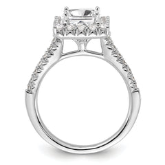 14k White Gold 3/4 carat Lab Grown Diamond VS/SI+ G+ 1 1/2 carat Center Princess Semi Mount Halo Engagement Ring