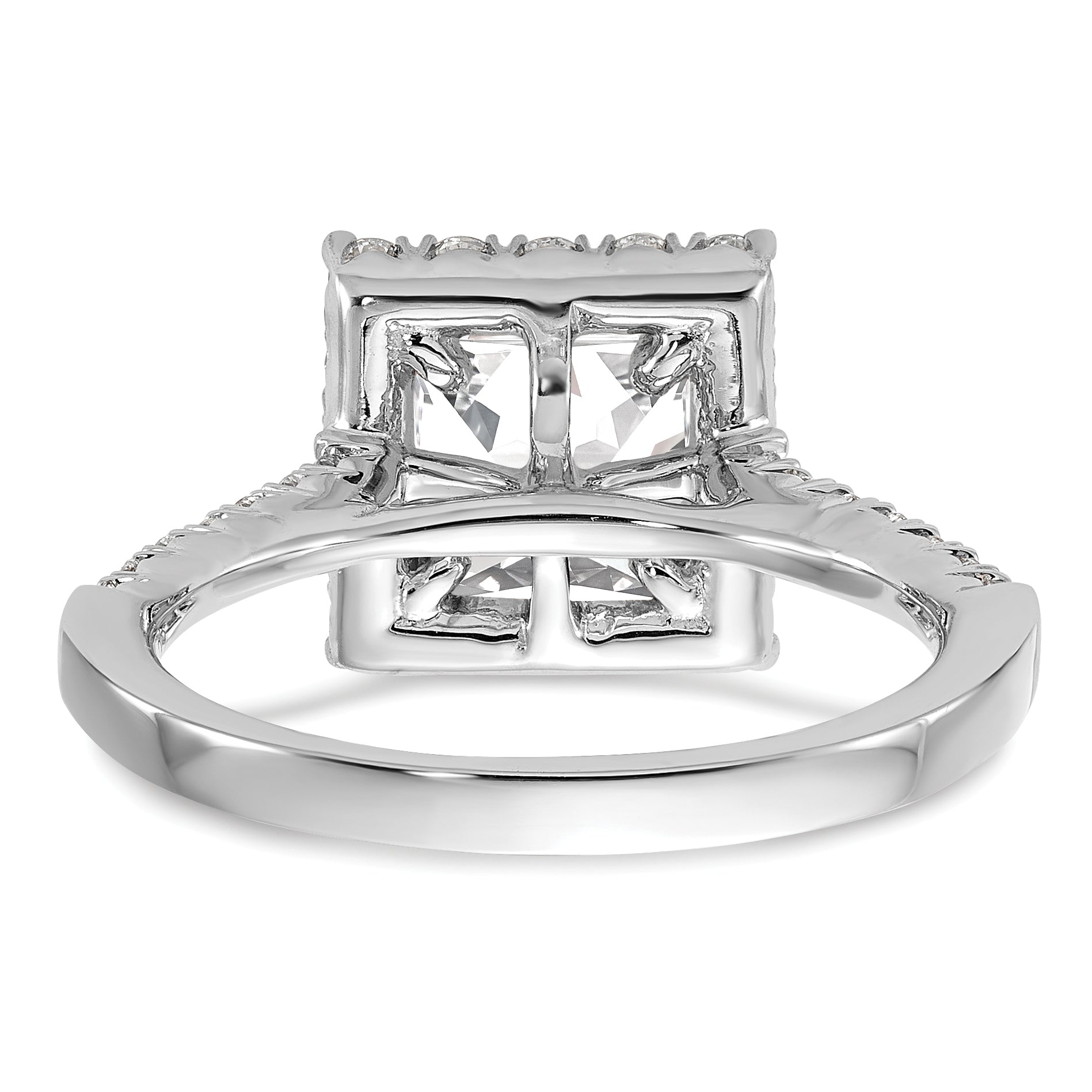 14k White Gold 3/4 carat Lab Grown Diamond VS/SI+ G+ 1 1/2 carat Center Princess Semi Mount Halo Engagement Ring