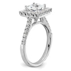 14k White Gold 3/4 carat Lab Grown Diamond VS/SI+ G+ 1 1/2 carat Center Princess Semi Mount Halo Engagement Ring