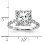 14k White Gold 3/4 carat Lab Grown Diamond VS/SI+ G+ 1 1/2 carat Center Princess Semi Mount Halo Engagement Ring