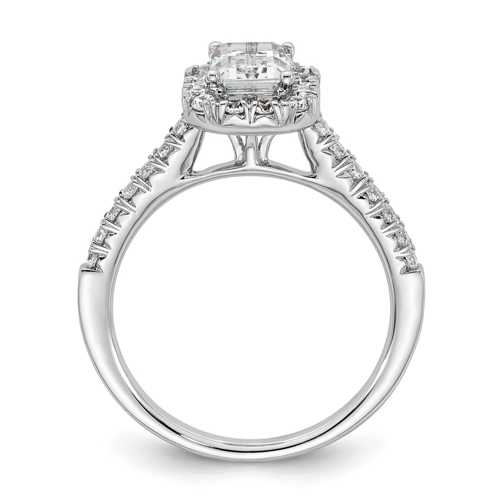 14k 1/2 carat Lab Grown Diamond VS/SI+ G+ 1 carat Emerald Center Semi Mount Halo Engagement Ring