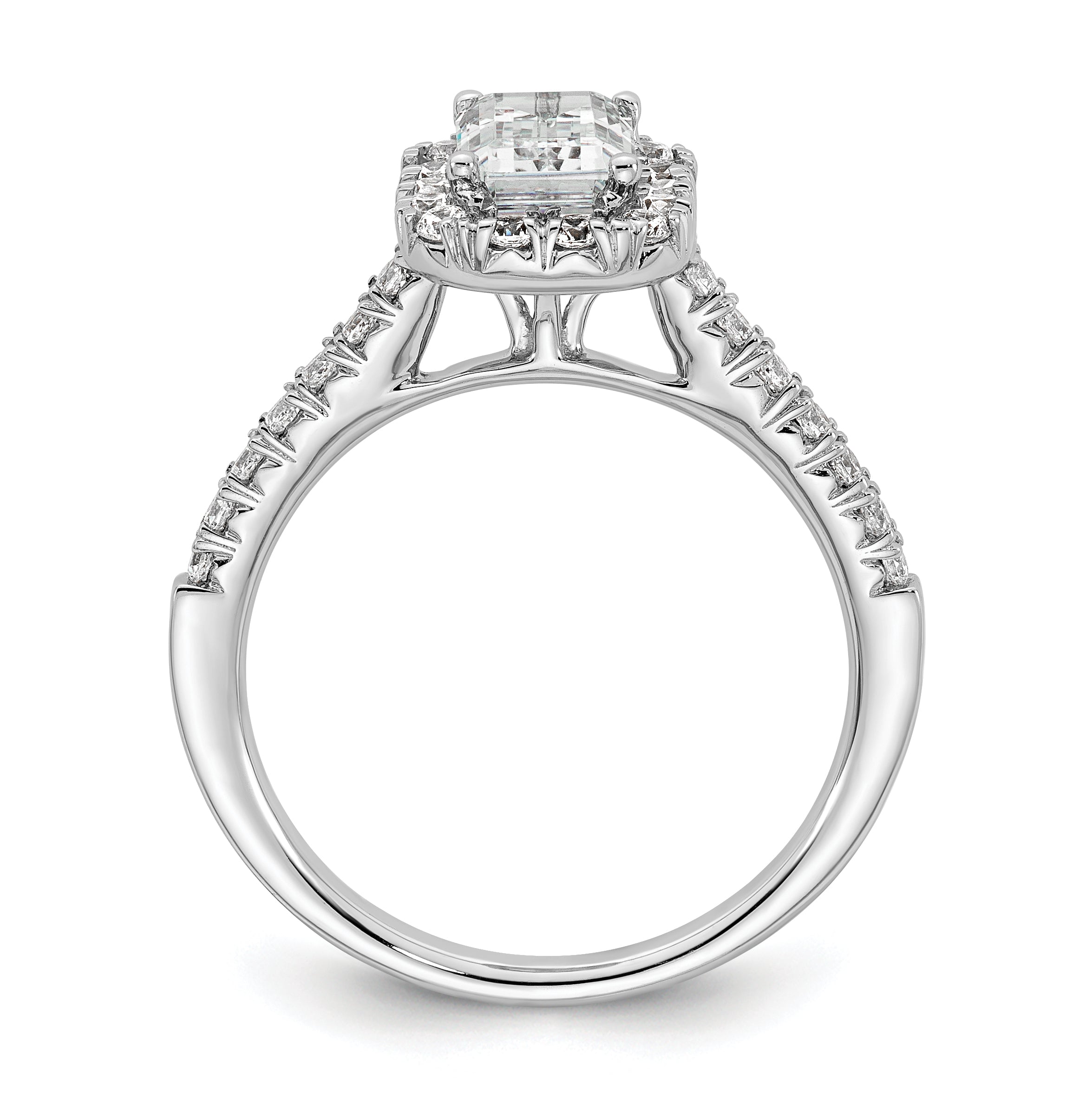 14k 1/2 carat Lab Grown Diamond VS/SI+ G+ 1 carat Emerald Center Semi Mount Halo Engagement Ring