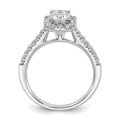14k 1/2 carat Lab Grown Diamond VS/SI+ G+ 1 carat Emerald Center Semi Mount Halo Engagement Ring