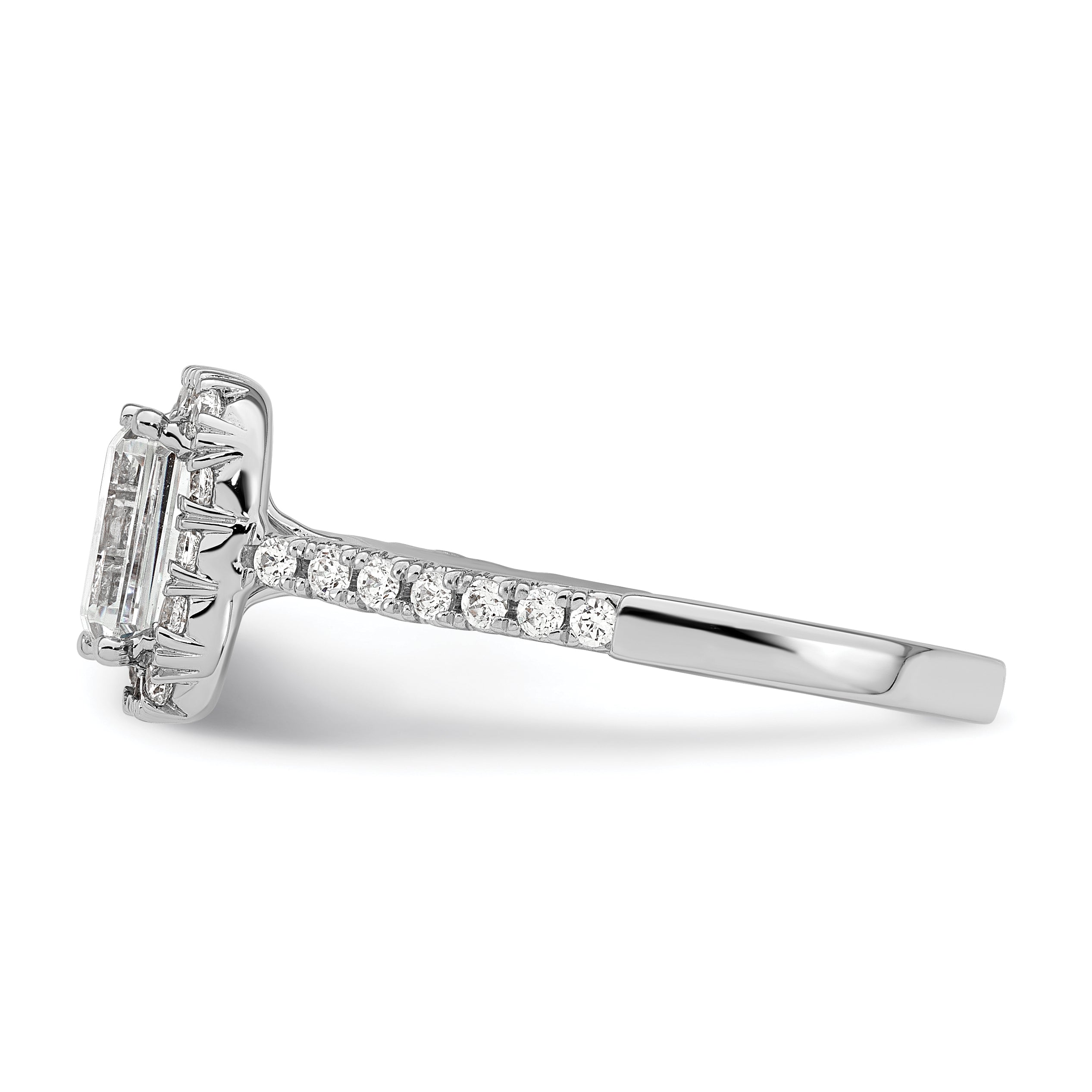 14k 1/2 carat Lab Grown Diamond VS/SI+ G+ 1 carat Emerald Center Semi Mount Halo Engagement Ring