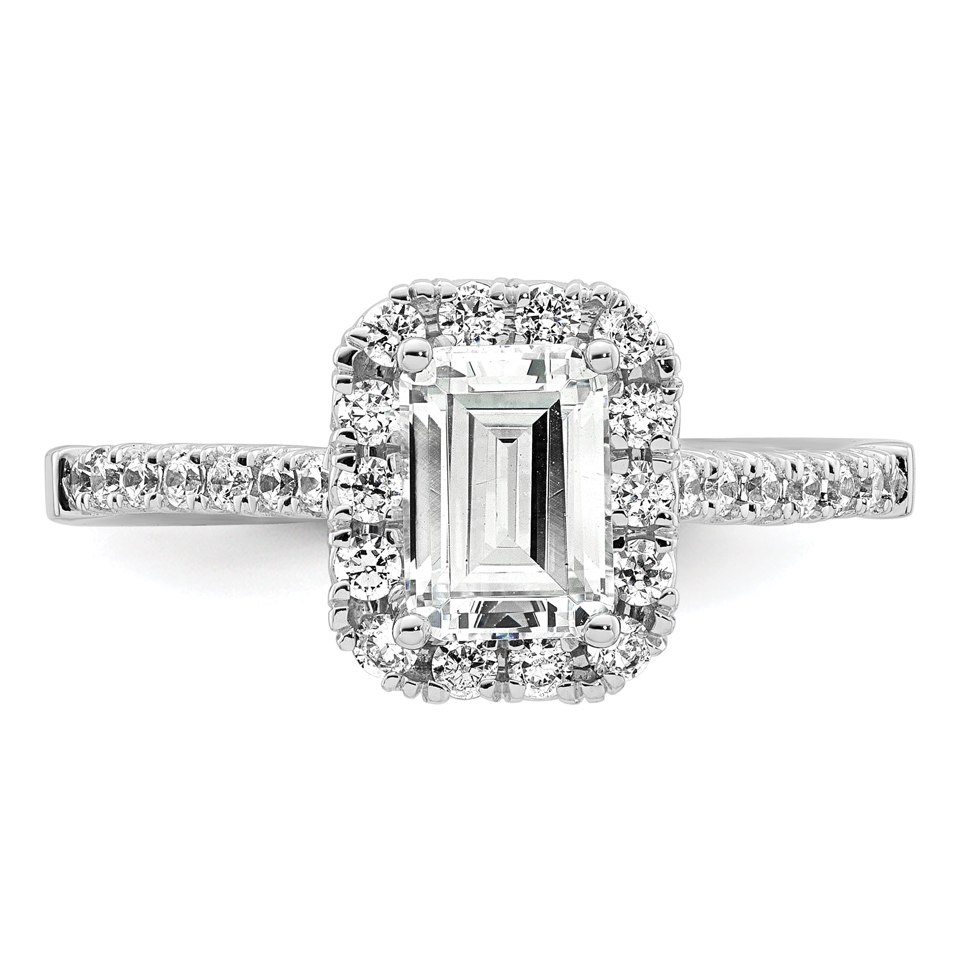 14k 1/2 carat Lab Grown Diamond VS/SI+ G+ 1 carat Emerald Center Semi Mount Halo Engagement Ring