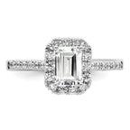 14k 1/2 carat Lab Grown Diamond VS/SI+ G+ 1 carat Emerald Center Semi Mount Halo Engagement Ring