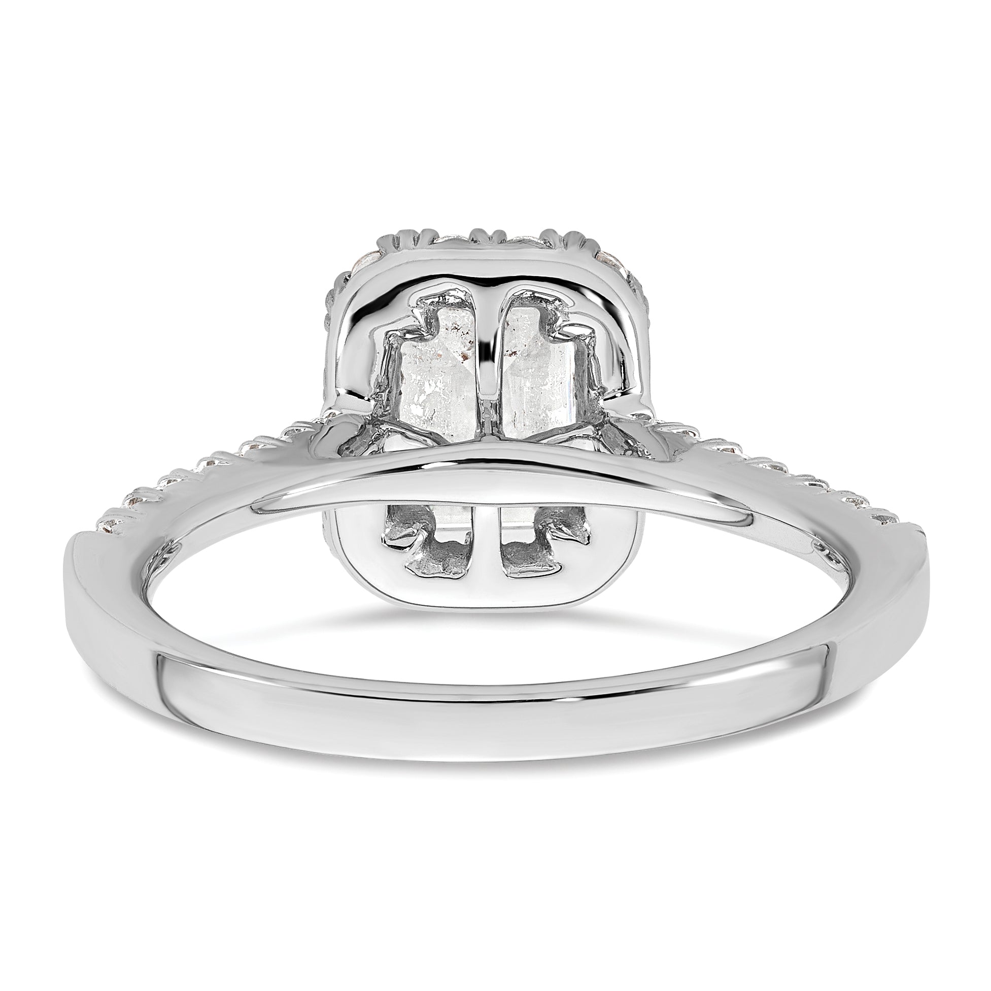 14k 1/2 carat Lab Grown Diamond VS/SI+ G+ 1 carat Emerald Center Semi Mount Halo Engagement Ring