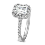 14k 1/2 carat Lab Grown Diamond VS/SI+ G+ 1 carat Emerald Center Semi Mount Halo Engagement Ring