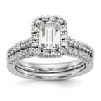 14k 1/2 carat Lab Grown Diamond VS/SI+ G+ 1 carat Emerald Center Semi Mount Halo Engagement Ring