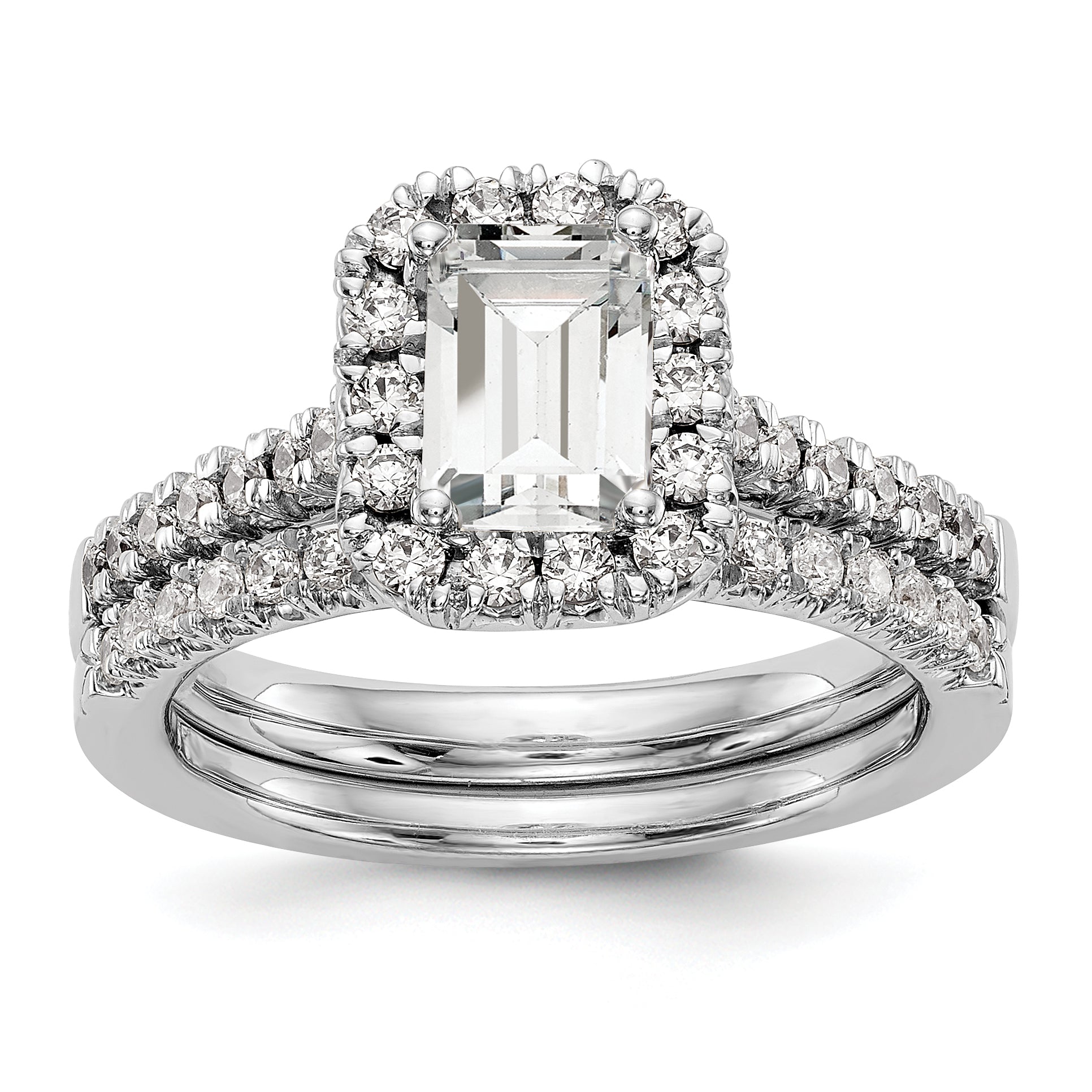 14k 1/2 carat Lab Grown Diamond VS/SI+ G+ 1 carat Emerald Center Semi Mount Halo Engagement Ring