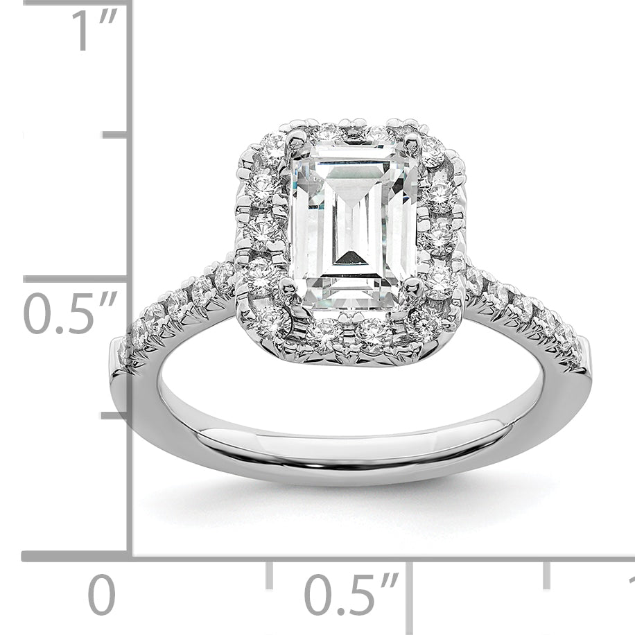 14k 5/8 carat Lab Grown Diamond VS/SI+ G+ 1 1/2 carat Emerald Center Semi Mount Halo Engagement Ring Secondary image