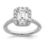 14k 5/8 carat Lab Grown Diamond VS/SI+ G+ 1 1/2 carat Emerald Center Semi Mount Halo Engagement Ring
