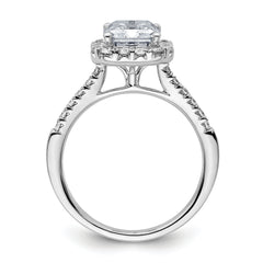 14k 3/8 carat Lab Grown Diamond VS/SI+ G+ 2 carat Emerald Center Semi Mount Halo Engagement Ring