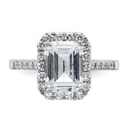 14k 3/8 carat Lab Grown Diamond VS/SI+ G+ 2 carat Emerald Center Semi Mount Halo Engagement Ring