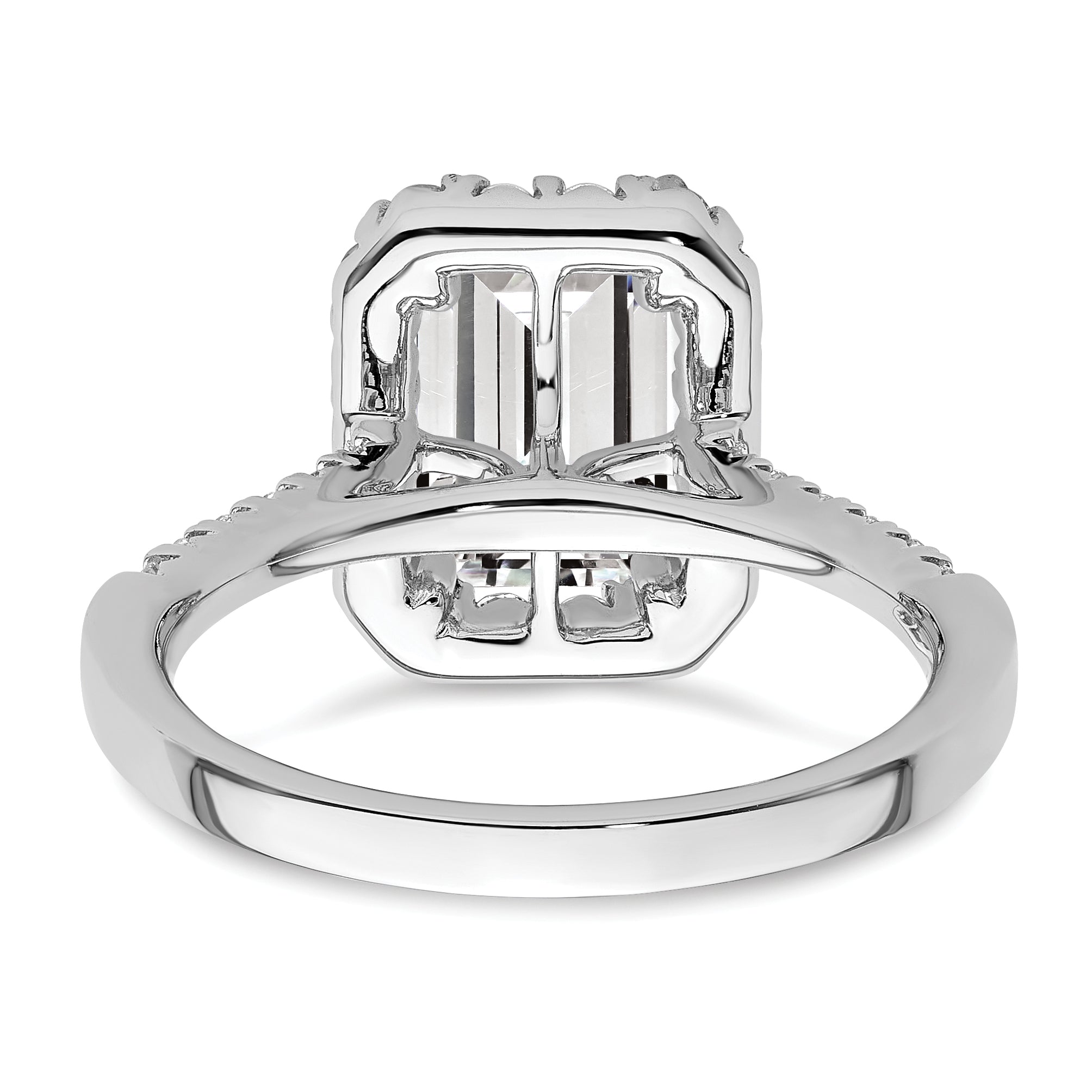 14k 3/8 carat Lab Grown Diamond VS/SI+ G+ 2 carat Emerald Center Semi Mount Halo Engagement Ring