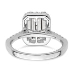 14k 3/8 carat Lab Grown Diamond VS/SI+ G+ 2 carat Emerald Center Semi Mount Halo Engagement Ring
