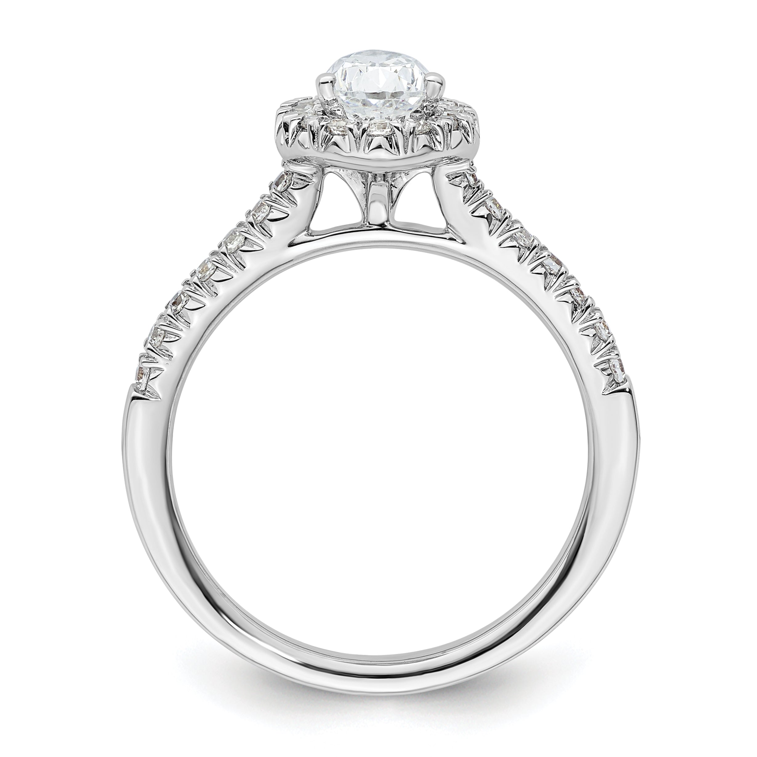 14k White Gold 1/3 carat Lab Grown Diamond VS/SI+ G+ 3/4 carat Center Pear Semi Mount Halo Engagement Ring Secondary image