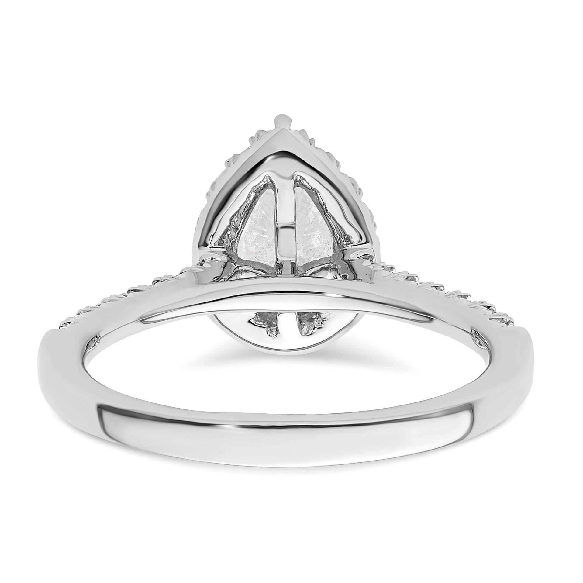 14k White Gold 1/3 carat Lab Grown Diamond VS/SI+ G+ 3/4 carat Center Pear Semi Mount Halo Engagement Ring