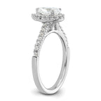 14k White Gold 1/3 carat Lab Grown Diamond VS/SI+ G+ 3/4 carat Center Pear Semi Mount Halo Engagement Ring