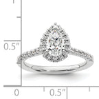 14k White Gold 1/3 carat Lab Grown Diamond VS/SI+ G+ 3/4 carat Center Pear Semi Mount Halo Engagement Ring