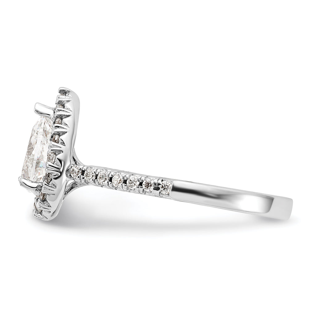 14k White Gold 3/8 carat Lab Grown Diamond VS/SI+ G+ 1 carat Center Pear Semi Mount Halo Engagement Ring