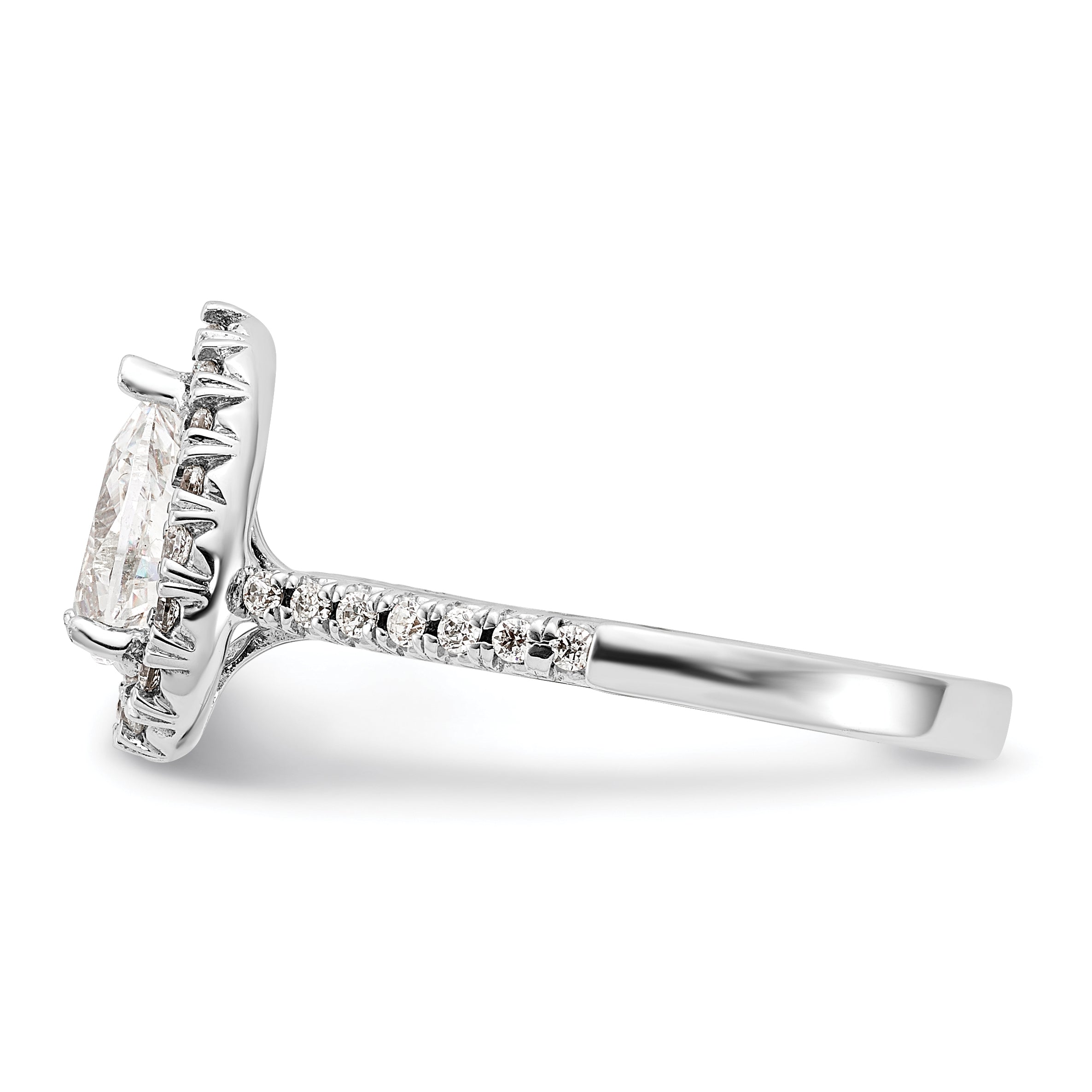 14k White Gold 3/8 carat Lab Grown Diamond VS/SI+ G+ 1 carat Center Pear Semi Mount Halo Engagement Ring