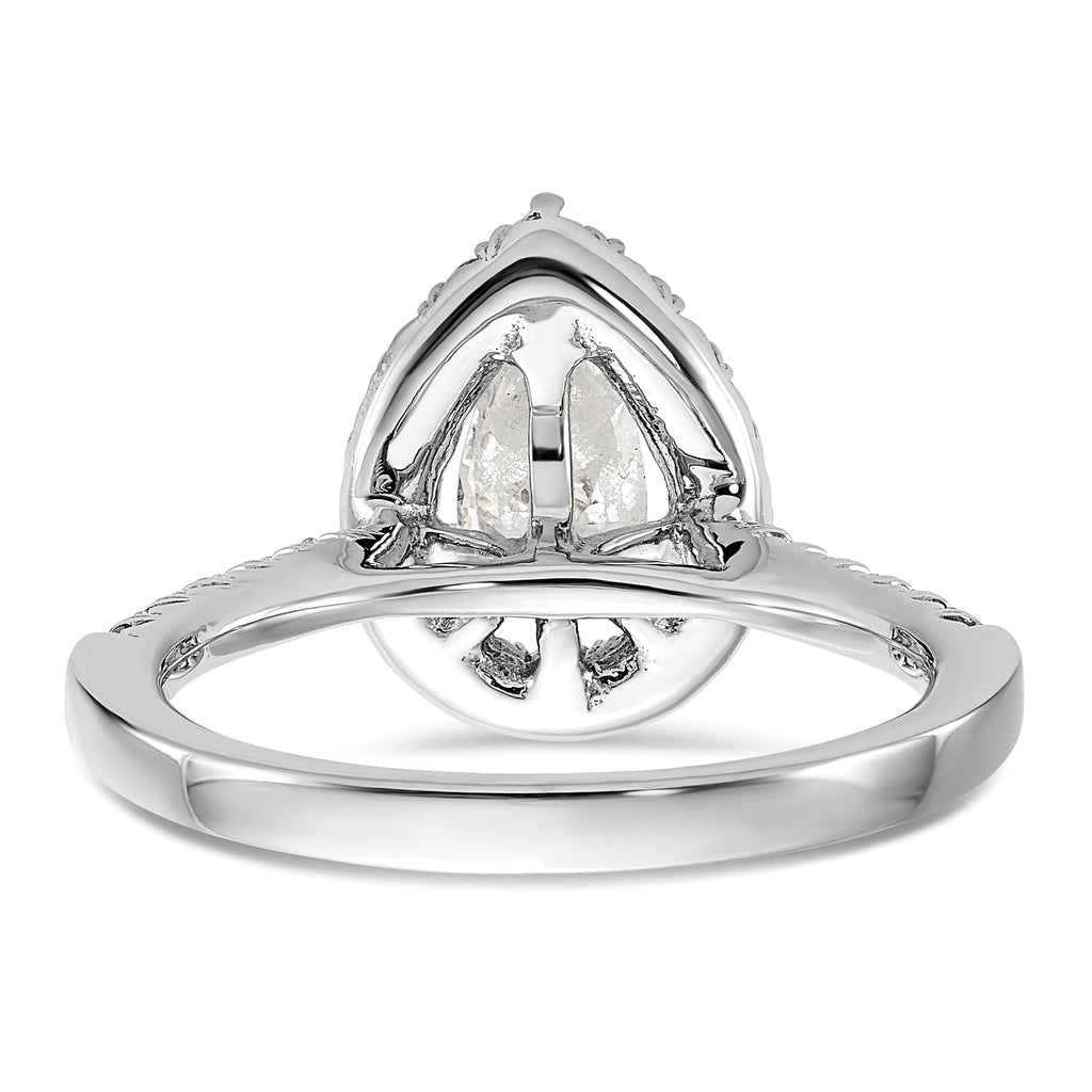14k White Gold 3/8 carat Lab Grown Diamond VS/SI+ G+ 1 carat Center Pear Semi Mount Halo Engagement Ring
