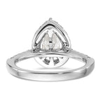 14k White Gold 3/8 carat Lab Grown Diamond VS/SI+ G+ 1 carat Center Pear Semi Mount Halo Engagement Ring