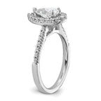 14k White Gold 3/8 carat Lab Grown Diamond VS/SI+ G+ 1 carat Center Pear Semi Mount Halo Engagement Ring